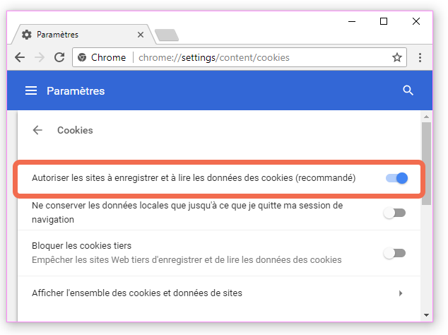 ventana de Configuración de contenido
